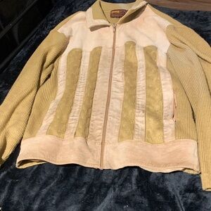 #490 Women's Beige and Tan Leather Jacket